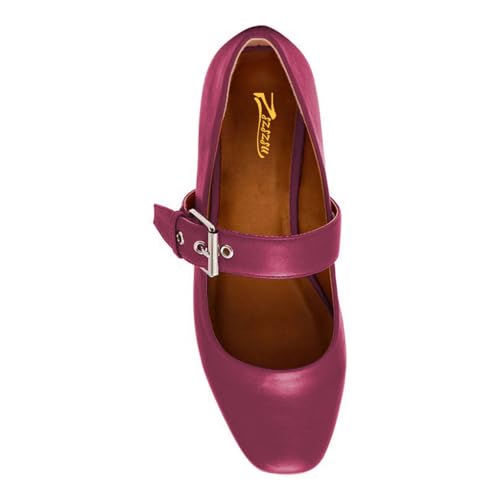 Zszszsu Women's Closed Toe Comfy Mary Jane Flats Low Heel Buckled Strap Daily Spring Summer Shoes Size 4-16 US4