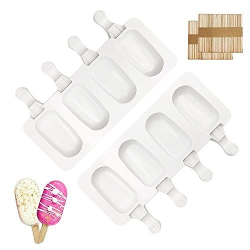 XPOOP 2 Pièces Moule à Glace en Silicone, Ice Cream Moules Maison Dessert, Moules à Crème Glacée, Moule à Popsicle, Moule à Crème Glacée, Moule à...