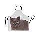 DOMIKING Damenschürzen entzückende Katzenschürze Unisex Küche Latzschürze mit Taschen Verstellbarer Hals zum Kochen, Backen, Gartenarbeit