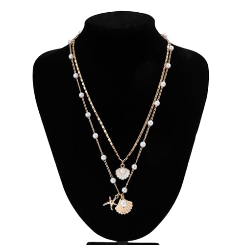 Seashell Necklace for Women Adjustable Layered Sea Shell Charm Necklaces Beach Vacation Essentials Halloween Costumes Ocean Jewelry Accessories for Women 6