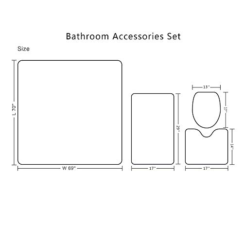JAWO Hirsch-Duschvorhang und Badematten-Set, 175 x 178 cm, Weißschwanz-Hirschkitz in der Wildnis, ländliches Jagd-Badezimmermatten-Set mit Contour-WC-Vorleger, Matte und WC-Deckelbezug – Bild 7