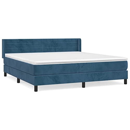 Boxspringbett mit Matratze Bett Doppelbett Bettgestell Polsterbett Bettrahmen Lattenrost Schlafzimmerbett Hotelbett Dunkelblau 180x200cm Samtsku3131037 – Bild 4