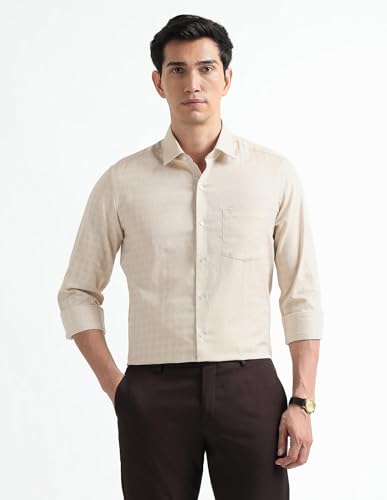Image of Arrow Checked Slim Fit Mens Formal Shirt - Cotton, Breathable & Comfortable, Full Sleeves Shirts for Men