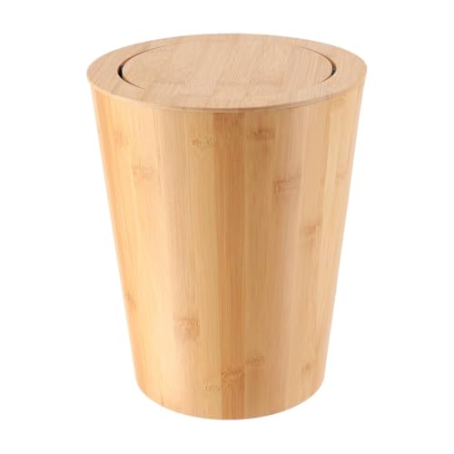 Tendance - Poubelle Bambou avec Couvercle Inclinable 4,5L - Bambou - Salle de Bain - Poubelles et Brosses WC