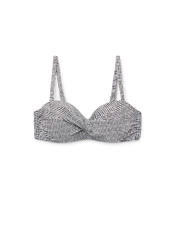 Woman's Bandeau Swimsuit Top Black Dots