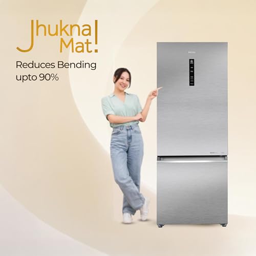 Image of Haier 325 L 3 Star Frost Free Triple Inverter Double Door Bottom Mount Refrigerator, Digital Touch Display & 2X Bigger Fresh Storage (HEB-333DSA-P, Dazzle Steel, 14 In 1 Convertible Modes, 2026 Model)