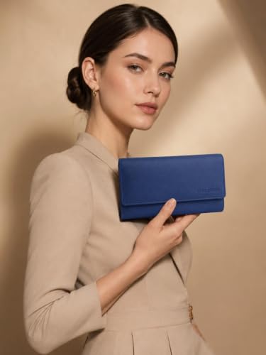 Image of Steve Jhonson Leather Wallet for Women - Mini Hand Purse with Card Holder - Women Stylish Clutch Purse - Cute Mini Ladies Wallet for Daily Use - Fancy Ladies Purse with Slim Design (Blue)