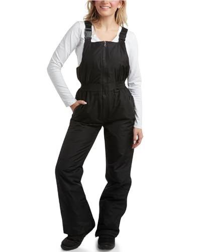 URBAN REPUBLIC Womens Snow Bibs - Insulated Waterproof Snow Bib Warm Overalls for Women - Size Up for Ideal Fit (Sizes S–XL), Size Large, Black