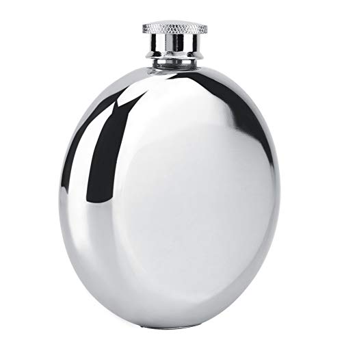 Stainless Steel 5oz Wine & Whiskey Flask with Funnel - Portable Round Alcohol Bottle for Outdoor, Beach, BBQ, Travel & Pocket