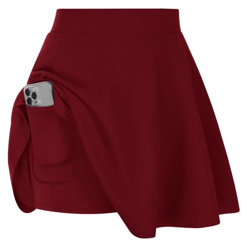 Hanna Nikole Plus Size Skater Skirt Women A-line High Waist Elastic Lining Shorts Casual Skater Velma Costume Skirt 4X Wine