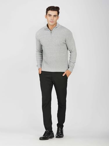 Image of LOQUE Men's Wool Blend Selection Sweater Half Zip High Neck Pullover Warm Casual Winter Wear for Office and Travel