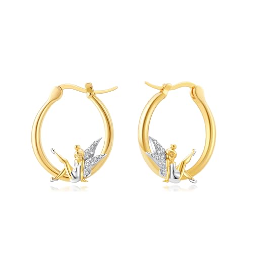 Fairy Angel Hoop Earrings Hypoallergenic Gold Plated Wing Earring