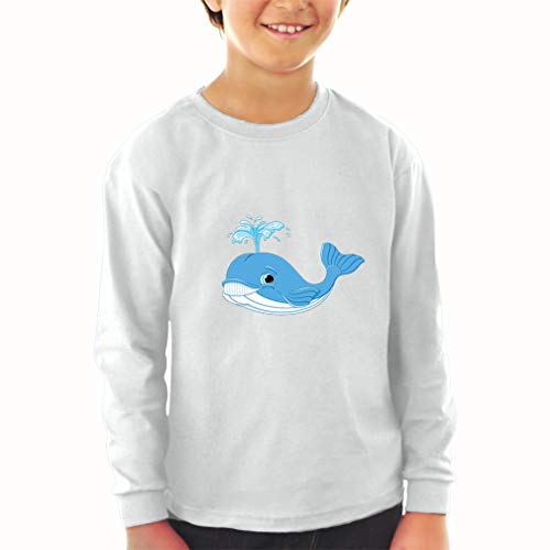 Kids Long Sleeve T Shirt Whale Funny Ocean Sea Life Cotton Boy & Girl Clothes Funny Graphic Tee Royal Blue Design Only 5 6T2