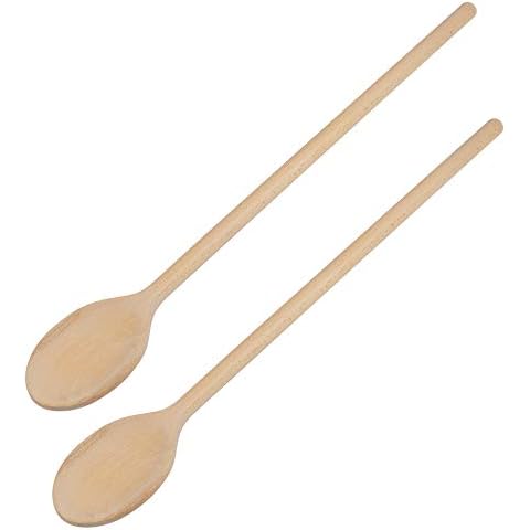 16-Inch Long Handle Wooden Cooking Mixing Oval Spoons, Beechwood (2) Cover