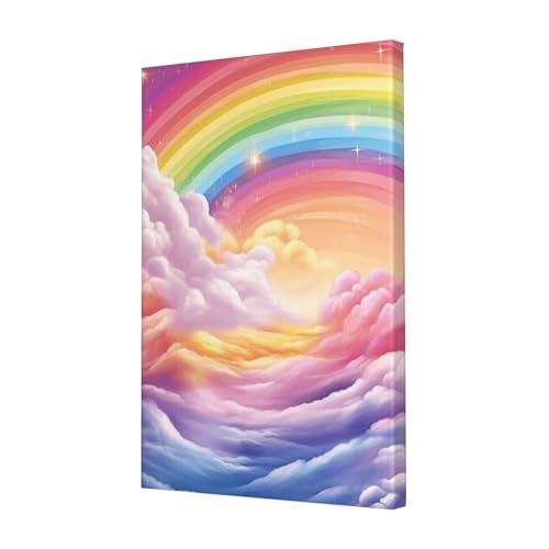 Peinture à l'huile arc-en-ciel sur toile avec cadre haut de gamme
