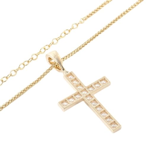 Grewod Collar Mujer Oro 18K Cruz con Moissanita Cuadrada Cadena 45cm, Joyas Collar con Colgante con Piedra