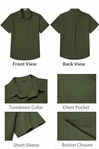 Image of COOFANDY Men's Button Down Short Sleeve Shirt Casual Cotton Summer Beach Wedding Linen Shirts with Pocket