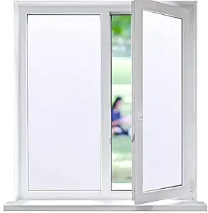 SUNBIRD Privacy Static Cling Adhesive Window Film,Frosted Glass Sticker for Bathroom II Kitchen II Home Etched Glass Vinyl Film (12x48_Inch)