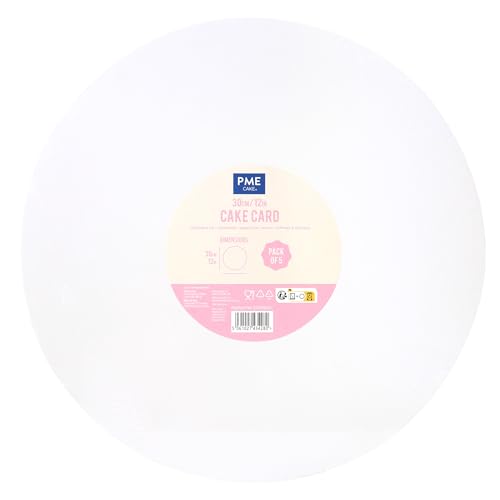 PME CCDRW12 Set de 5 Bases Redondas para Tartas, Blanco (12' / 30cm), Paper