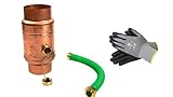 Material: Kupfer Kupfer Regenwassersammler mit Schlauch- und Fassanschluss für das Fallrohr, Regensammler 85% Wasser-Ertrag Dank doppelwandigem Aufbau, Wassersammler für Regentonnen + gratis Handschuhe (100mm)