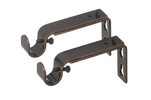 Ivilon Adjustable Brackets for Curtain Rods - for 1/2 or 5/8 Inch Rods. Set of 2 - Oil Rubbed Bronze