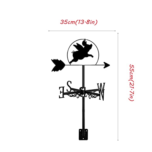 Weather Vane For Roofs，Weather Vanes For Yard Large，Weathervane For Fence，For Outdoor Sheds Iron Yard Roof Barns Cupolas Decoration-Flying Pig Weather Vane Garden Wind Vane #TOP2