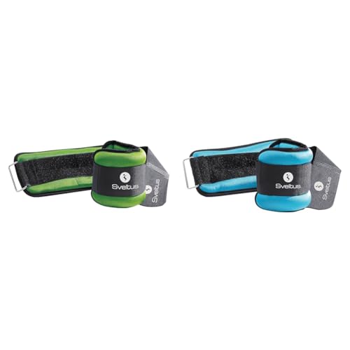 Bracelets lestés 1 kg Sveltus poids cheville poignet en lycra vert x2