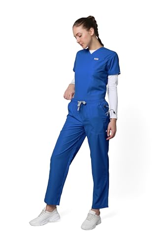 Image of KNYA Classic Women's 5-Pocket New Gen Scrubsuit | V Neck | Customized Name Embroidery | Flexibile & Comfortable Top & Bottom | Easily Accessible Pockets | Uniform for Doctors