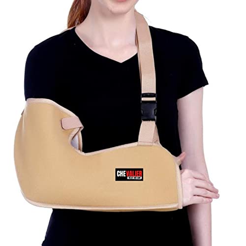 Image of CHEVALIER Neoprene Arm Sling Pouch Belt, Arm Brace Immobilizer With Elbow Support For Fracture, Sprain, Dislocation And Pain Relief (Xl, Beige)