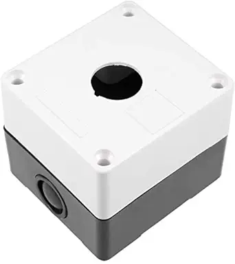 KAMCON Black White Plastic One and Two Push Button Switch Control Station Box Case 22mm (1, 1 Push Button)
