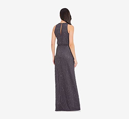 Image of Adrianna Papell Womens Halter Blouson Beaded Gown