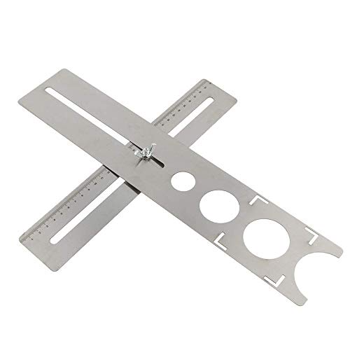 Localizador de Orificios Para Azulejos de Cerámica, Herramienta de Perforación de Mármol Universal Portátil de Acero Inoxidable Rango de Medición 300 mm, Tamaño del Orificio 25 mm 40 mm 45 mm 55 mm Cover