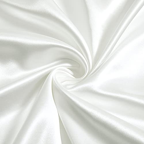 Image of Ersmak 7 Pieces Satin Sheets Set Queen Size, Luxury Silky Ivory White Satin Bed Sheets Set with 1 Deep Pocket Fitted Sheet, 1 Soft Flat Sheet, 4 Queen Pillowcases and 1 Body Pillowcase
