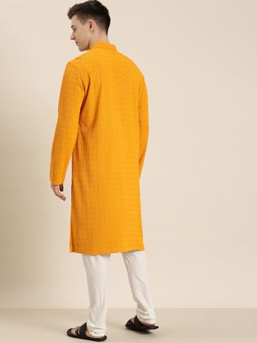 Image of Amazon Brand - Tavasya Men Rayon Blend Embroided Regular Kurta