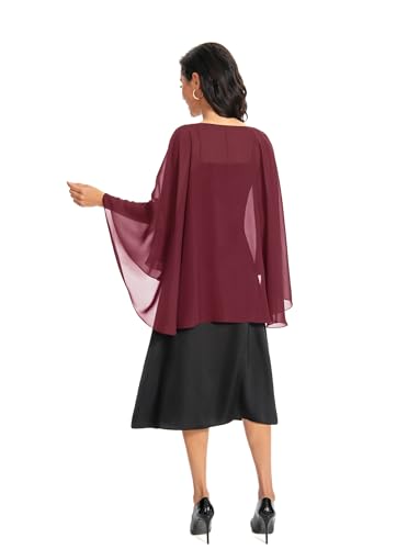 Image of Baoqiya Chiffon Capes Sheer Capelets Long Cape Poncho For Women Plus Size