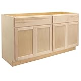 Quicklock RTA (Ready-to-Assemble) | Bathroom Vanity Cabinets - Shaker Style | Made in America | Soft Close Hardware | (Raw Maple, 60' W x 34.5' H x 21' D)