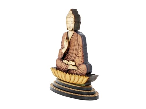 Estatua Buda tallada en madera 10.7 cm miniatura 4