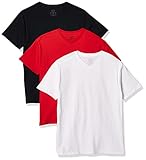 Fruit of the Loom Boys' Tag-Free Cotton Tees (Assorted Color Multipacks), V-Neck-3 Pack-White/True...