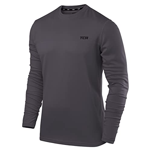 TCA Element T-Shirt de Sport & Running Manches Longues Col Haut Tee-Shirt pour Homme - Castlerock (Gris), L