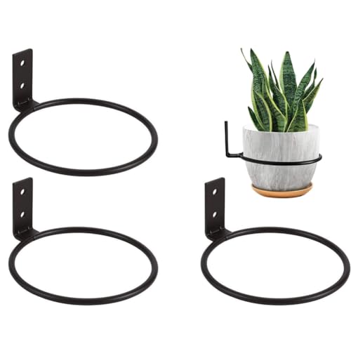 3Pcs Plant Pot Stand, 6 Inch Metal Planter Pot Ring Wall Mounted Planters Brackets Flower Plant Pot Hangers with Screw for Indoor Balcony Home Garden Yard