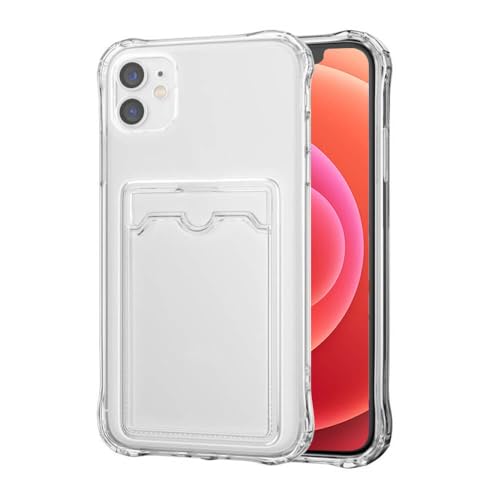 SDTEK for iPhone 12 Case Shock Absorbing Gel Clear Cover with Card Holder Anti Drop Protection