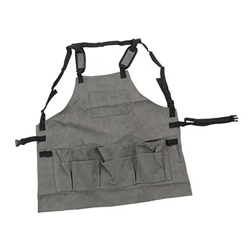 Delantal de carpintería duradero en lona gris de alta resistencia para hombres y mujeres