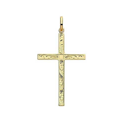 Pendentif femme croix or 375/1000 à porter au quotidien dimension 47mm style WJS28300