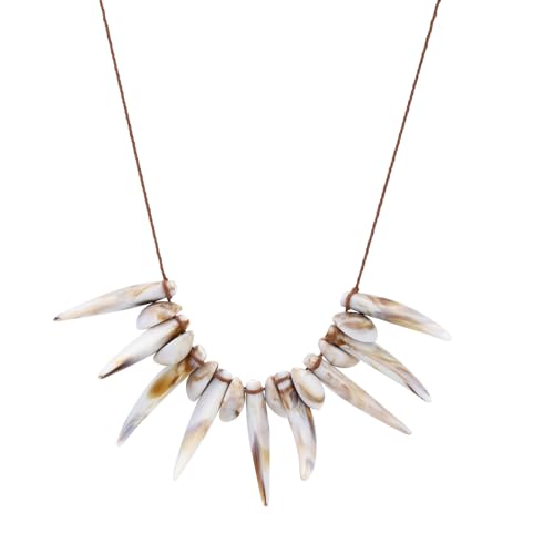 KURTCB Shark Tooth Seashell Necklace Hawaiian Tribal Ethnic Acrylic Wolf Teeth Necklace Polynesians Costume Cosplay Halloween