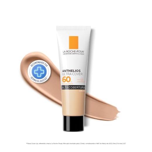 La Roche-Posay, Ultra Cover, Protetor Solar com Performance de Maquiagem, Cor 2.0, 12h de cobertura de base em uma única camada, Textura Fluida, Oil free, Toque Seco, FPS60, 30g