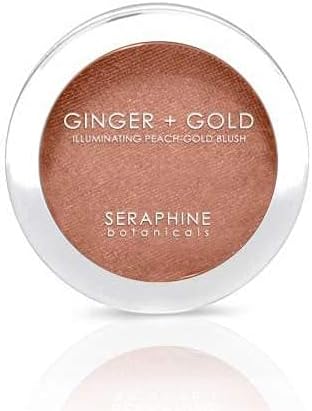 Seraphine Botanicals Ginger + Gold Illuminating Peach Frosting Blush - Vegan Cheek Color 0.11 oz