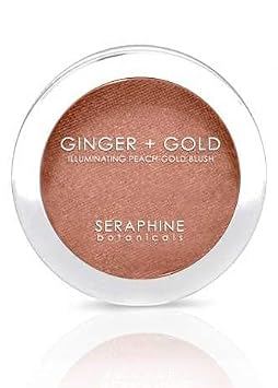 Seraphine Botanicals Ginger + Gold Illuminating Peach Frosting Blush - Vegan Cheek Color 0.11 oz
