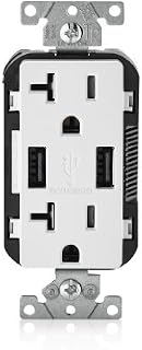 Leviton T5832-W USB Charger/Tamper-Resistant Duplex Receptacle, 20-Amp, White