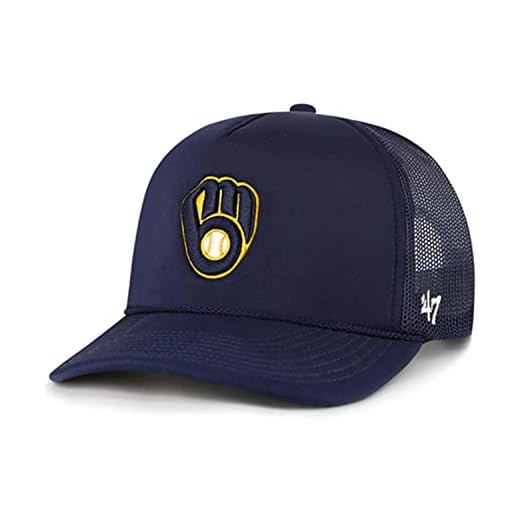 '47 Boné ajustável MLB unissex adulto de malha de espuma, Cervejeiras Milwaukee, Tamanho Único