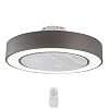 LED-Plafondventilator Met Lamp Moderne Onzichtbare Ventilator Plafondlamp Ultra-Rustige Plafondventilator Met Verlichting Eetkamer Slaapkamer Woonkamer Led Dimbare Plafondlamp Met Afstandsbediening,Grijs